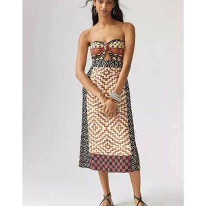 Anthropologie Brown Nwot Verb Pallavi Singhee Geo Cut-out Midi Night Out Dress